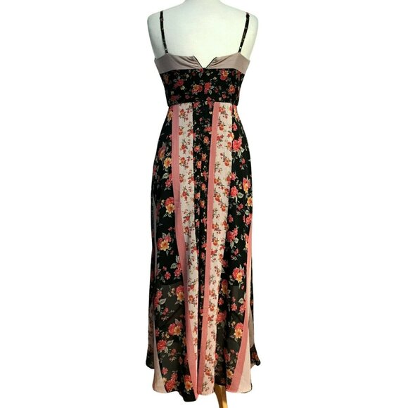 Kensie Black Garden Floral Flutter Ruffle Sleeveless Hi-Low Maxi Dress Sz 4 NEW - Picture 4 of 9